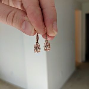 14k Rose Gold Morganite Lever Back Earrings